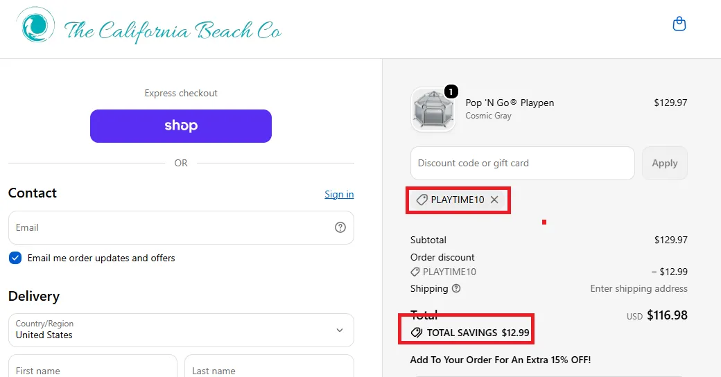 Thecaliforniabeachco 10% discount code